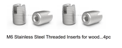 RTL FASTNER ... M6 STAINLESS STEEL THREADED INSERTS (FOR WOOD) 4pcs