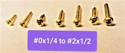 RTL FASTNER ... #0 X 1/4" BRASS PLATED PAN PHILLIPS WOOD SCREW 12PCS