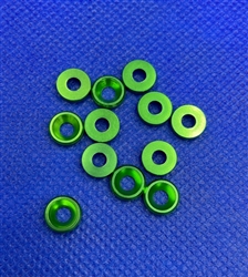 RTL FASTNER N... CONCAVE WASHER 3mm ANODIZED GREEN 12pcs