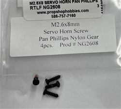 RTL FASTNER ... M2.6X8 SERVO HORN PAN PHILLIPS FOR NYLON GEAR....4PCS