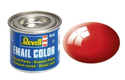 REVELL GERMANY ... 14ML ENAMEL FIERY RED GLOSS TINLETS  .47OZ
