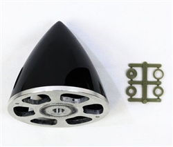 SPIN ... PLASTIC SPINNER WITH ALUMINUM BACKPLATE 75MM (3") BLACK
