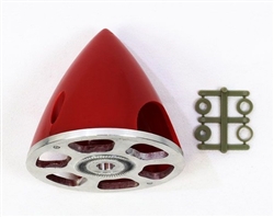 SPIN ... PLASTIC SPINNER WITH ALUMINUM BACKPLATE 70MM (3") RED