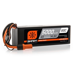 SPEKTRUM 0H52PACK... 5000MAH 4S 14.8V 50C SMART LIPO HARDCASE; IC5 2-PACK