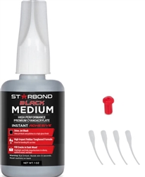 STARBOND GLUE ... BLACK MEDIUM CA GLUE 1 OZ. RUBBER-TOUGHENED