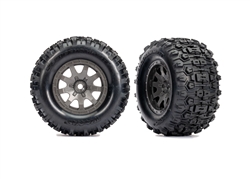 TRAXXAS AY... T&W BLK WHL SLEDGEHMMR TIRES (2)
