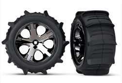 TRAXXAS ... TIRES & WHEELS GLUED PADDLE REAR 2WD