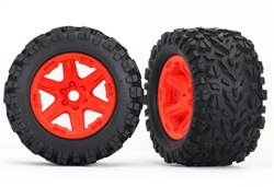TRAXXAS ... TIRES & WHEELS ASSEMBLED GLUED (ORANGE WHEELS TALON EXT T