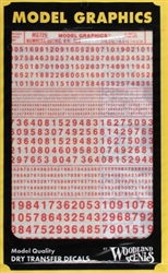 WOODLAND SCENICS MG729... D/T NUMBERS RED    1/16 - 5/16
