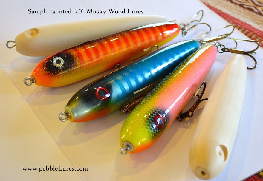 Large 6.0 custom made unpainted wooden Musky lure bodies