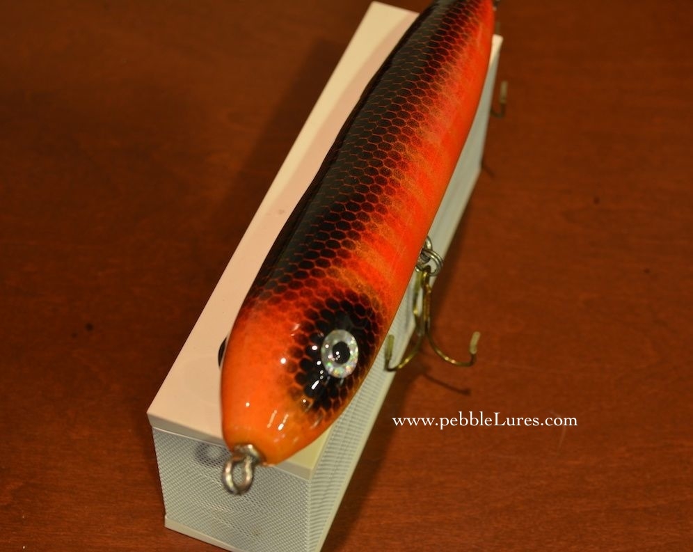 6.0 inch Custom TopWater Wooden Muskie Lure | Fire Minnow