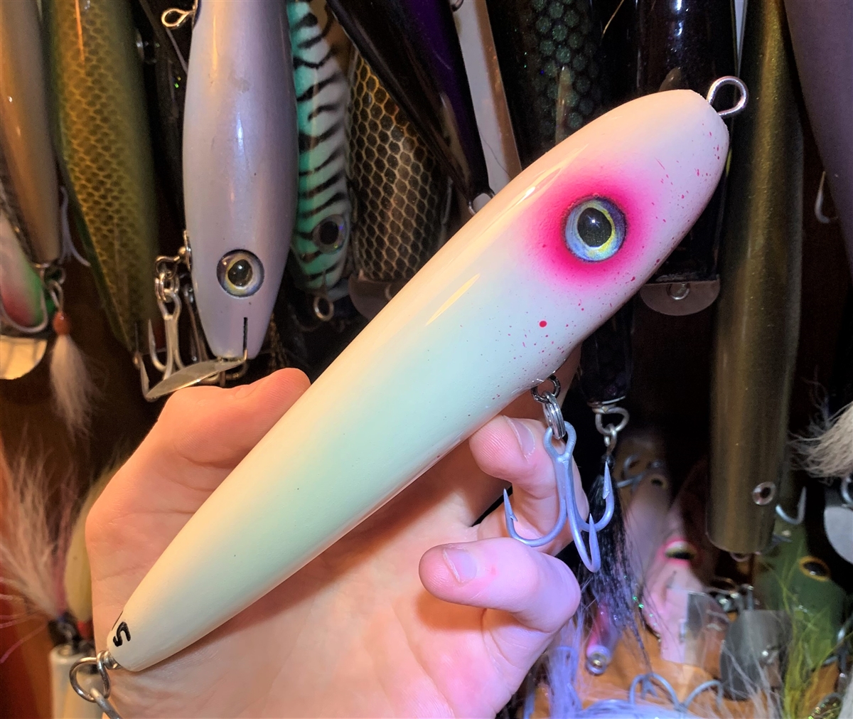 X Large 7.25 inch wood Musky & Surf Fishing lure blank | through hole /  belly hole & eye sockets