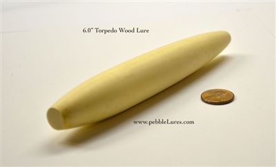6.0" Torpedo Turned Wood Lure Blank | Optional through hole