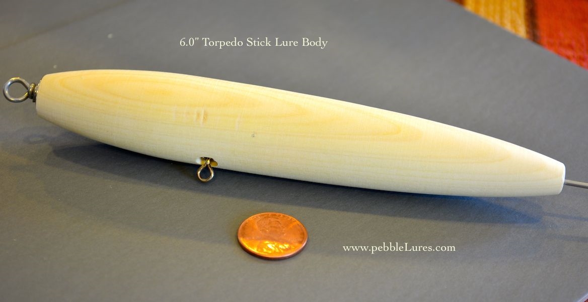 Large 6.0 custom made, through drilled, unpainted wood Musky lure