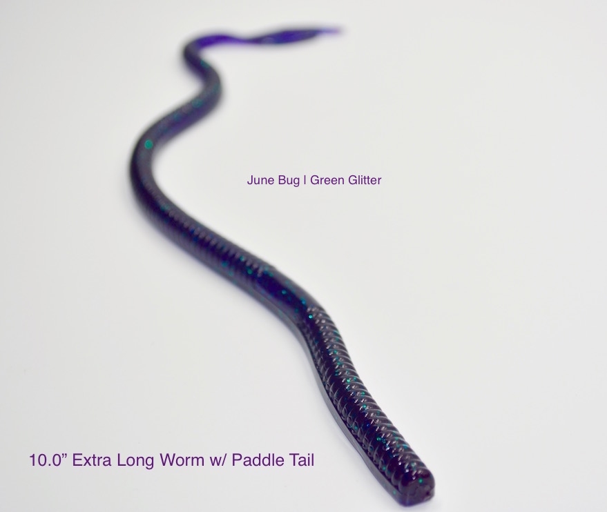 10” inch Extra Long Worm with Paddle Tail