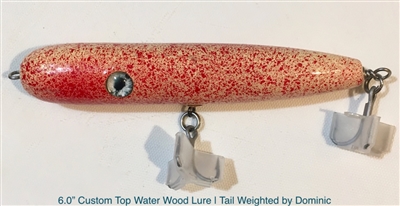 6.0â€ Custom Wood Top Water Lure | Orange Crackle Candy