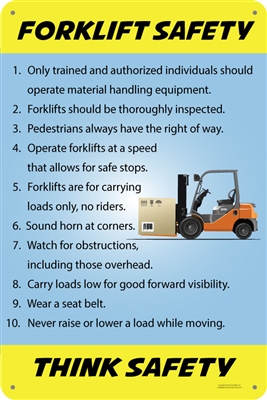 Forklift Safety 10 Rules Aluminum Sign