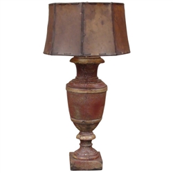 Wood Lamp w/ Rawhide Shade