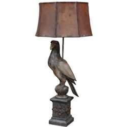 Carved Wooden Falcon Lamp