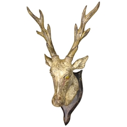 Carved Wooden Deer Head