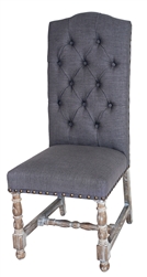 Aston Chair Linen Tufted Grey