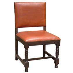 Wood Chair with Leather Seat