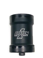 System 1 billet spin on filter. For V-8's, V-6's & 4 cylinders. Chevrolet, Ford and Chrysler applications. 45 Micron element, 2 universal inserts.