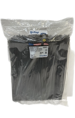 Length: 14.2"
Width: .19"
Tensile Strength: 50 lbs
Bag Quantity: 1,000
Material: Nylon 6/6 with Stainless Steel Locking Device
Manufacturer: Thomas & Betts
Brand: Ty-Rap