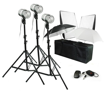 NEW PRO 3 HEAD COMPLETE STROBE STUDIO FLASH MONOLIGHT KIT SOFTBOX SET