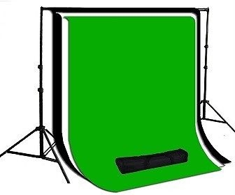NEW Backdrop Stand Support System & Muslin Black /White /Green Backdrops Kit