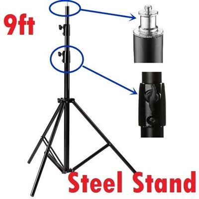 Pro 9' Chrome Plated Steel Light Stand with Leveling Leg Heavy duty warranty