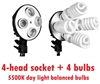 Photo 4 x E27 Light Socket Umbrella Bracket Light fixture & 4 x 5500K 45W bulbs