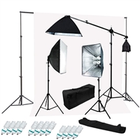 Photography Softbox 2400W Fluorescent video Continuous Boom Light Backdrop Kit
