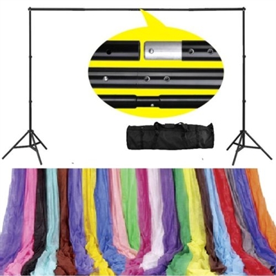 New Photo studio Backdrop support system & optional 10ft x 20ft F/C backdrop Kit