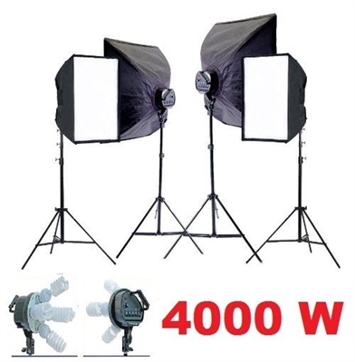 Pro 4000 W Video Studio Photo Continuous lighting Softbox Light kit +Cases