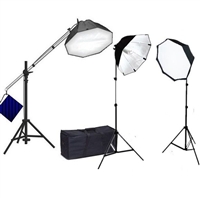 Continuous Light Photo Studio Octagon Rapid Softbox Fluorecent Boom stand Kit