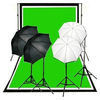 Photo 4-head Reflective Umbrella Continuous Light Muslin Backdrops Support Kit