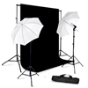 Photo Umbrella Continuous Lighting Black Muslin Backdrop Stand Kit