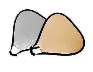 Collapsible 32" Triangular Reflector 2 in 1 Gold Silver