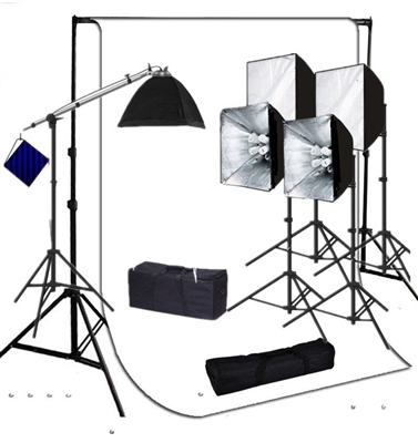 Photo Softbox 4000 W Video Continuous Lighting Kit  10'x12' white backdrop set