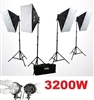 Digital Photography Softbox 3200 Watt Fluorescent video Continuous Lighting Kit