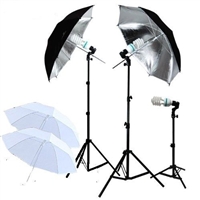 3-HEAD PHOTO LIGHTING PHOTO STUDIO UMBRELLA CONTINUOUS LIGHTING SET 4 umbrellas