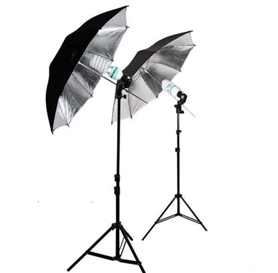 NEW Studio black/silver Umbrella Light Continuous Video Lighting Kit