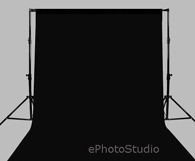 HIGH KEY BLACK 10'x20' Muslin Backdrop + Stand Support