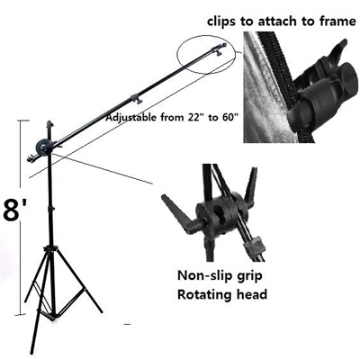 Heavy Duty Reflector Holder Holding Arm mounting bracket 8' Stand Kit