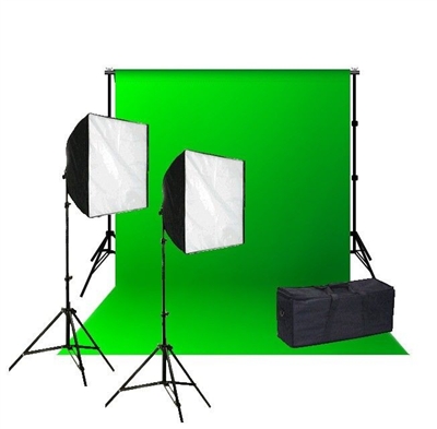 Pro Quick Setup Softbox Continuous Lighting 1000 watt Chromakey Backdrop kit