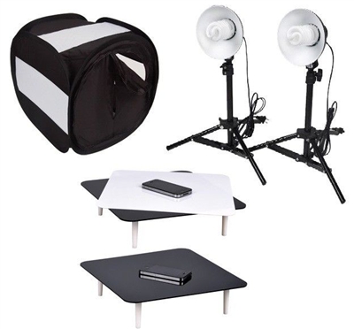 Pro Black Studio Light Photo Kit Combo Studio in a box Jewellery Tent Set