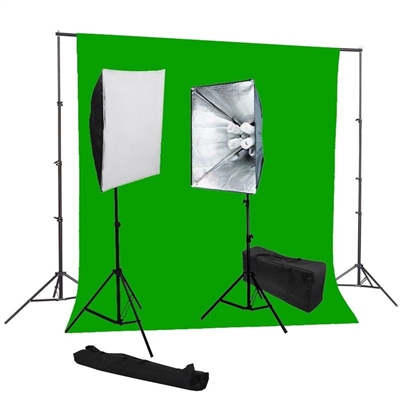 Photo Softbox 1600 watt Video Continuous Lighting kit green backdrop stand kit