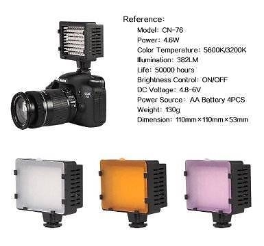 Pro LED76 LED Video Light bi color 3200K-5500K