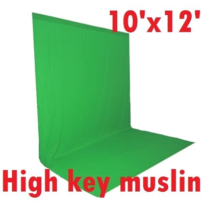 NEW High Key Muslin Chromakey Green 10'x12' Background